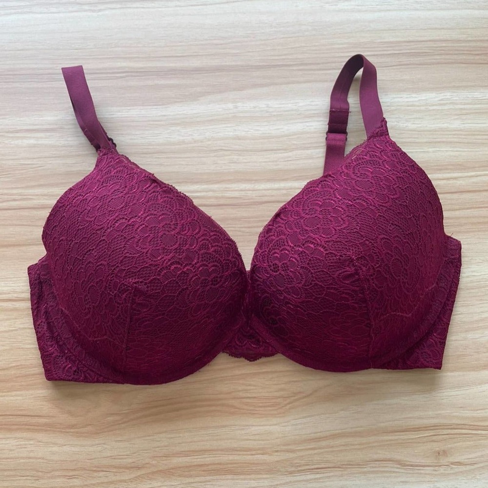 Ambrielle 40DD Red Wine Lace Bra Adjustable Straps